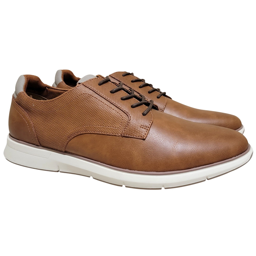 Alfani Men Landan Plain Toe Derby Oxfords Size US 11M Brown Faux Leather